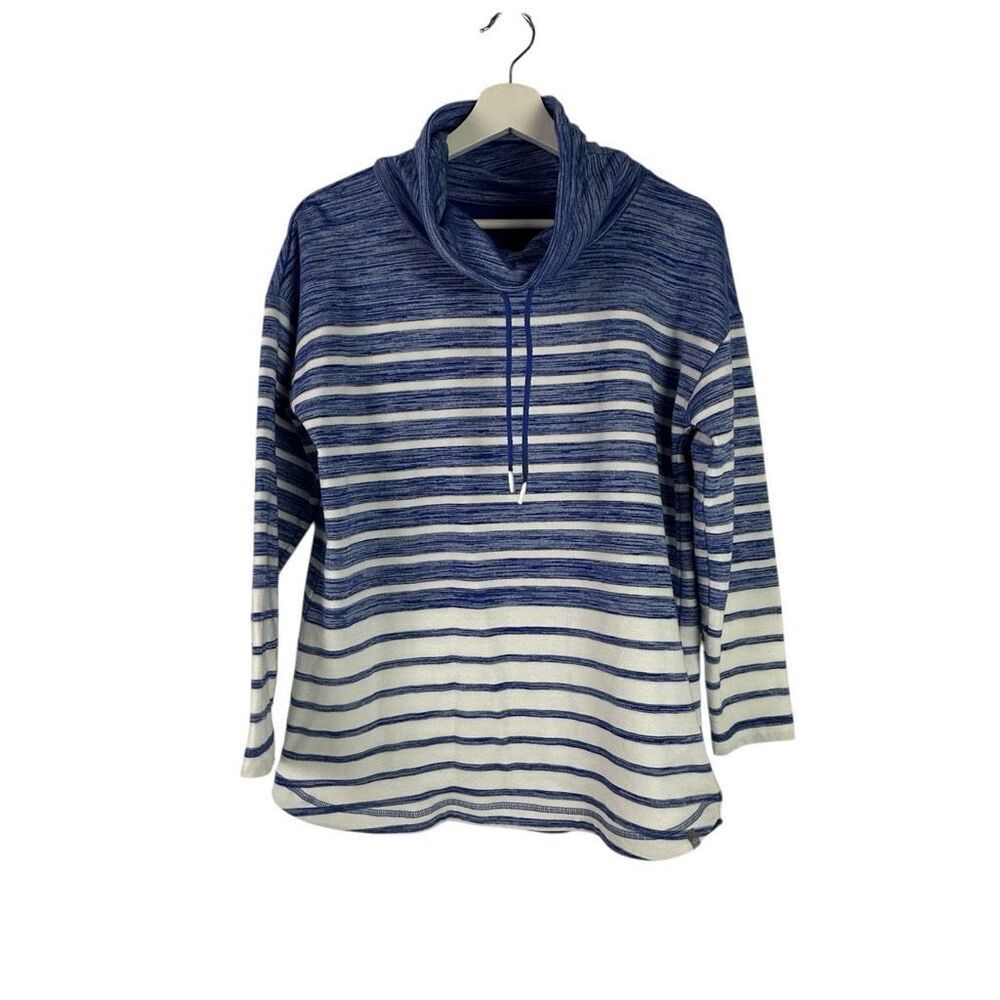 T By Talbots Stripe Cowl Pullover Size S/M Blue - image 2
